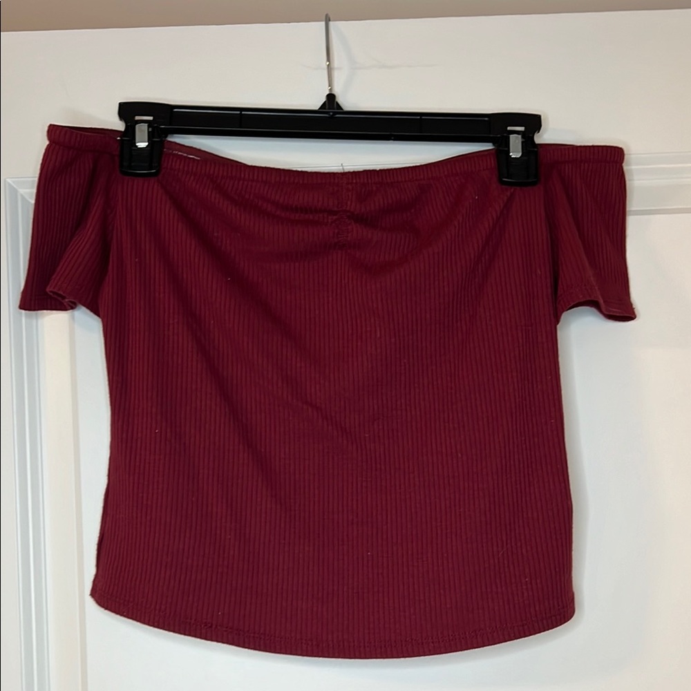 Mossimo Supply Co Red Crop Tie Front Blouse